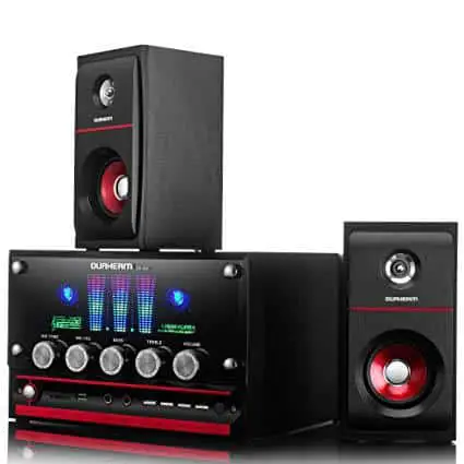Durherm DR-S30 2.1 Channel Glass Surface LED Equalizer USB SD MP3 Audio Inputs Home Audio Woofer Speaker System