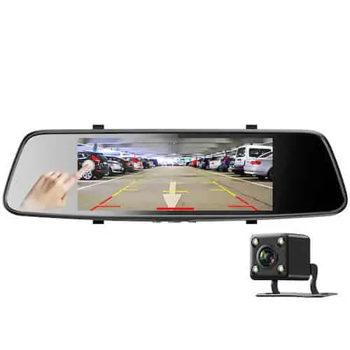 Pruveeo D700 7-Inch Touchscreen Dual-Channel Dash Cam Front and Rear