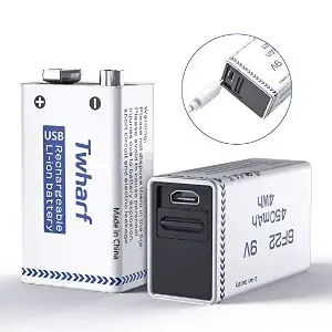 Twharf USB Rechargeable 9V Lithium Battery 