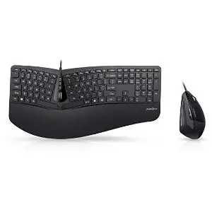 Perixx Periduo-505, Wired USB Ergonomic Split Keyboard and Vertical Mouse Combo