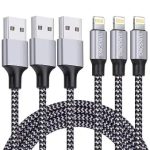 YUNSONG 3Pack 6FT Nylon Braided Lightning Cable